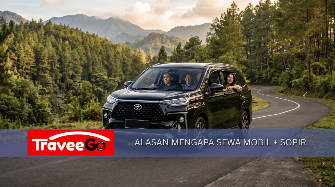 Sewa mobil dengan supir – pasangan bahagia di perjalanan Bandung